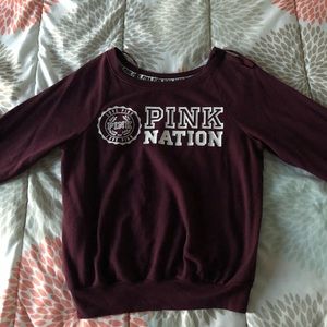 PINK maroon crew neck sweatshirt
